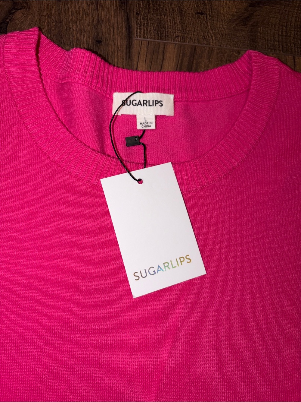 NWT Sugarlips Hot Pink Top with Bright Orange Ruffle Hem - Picture 7 of 13